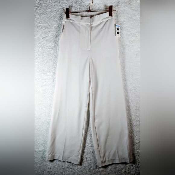 Halogen Pants - 275-Halogen Cream Wide Leg Women's Pants Elastic Waistband High Rise